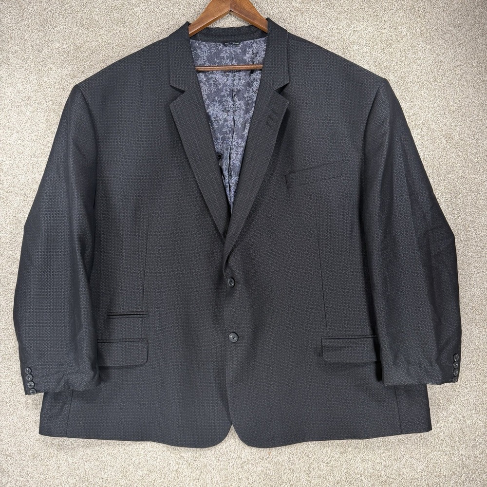 Big And Tall 5XL Grey Black‎ Synergy Performance Blazer Jacket 62/64R Nice!